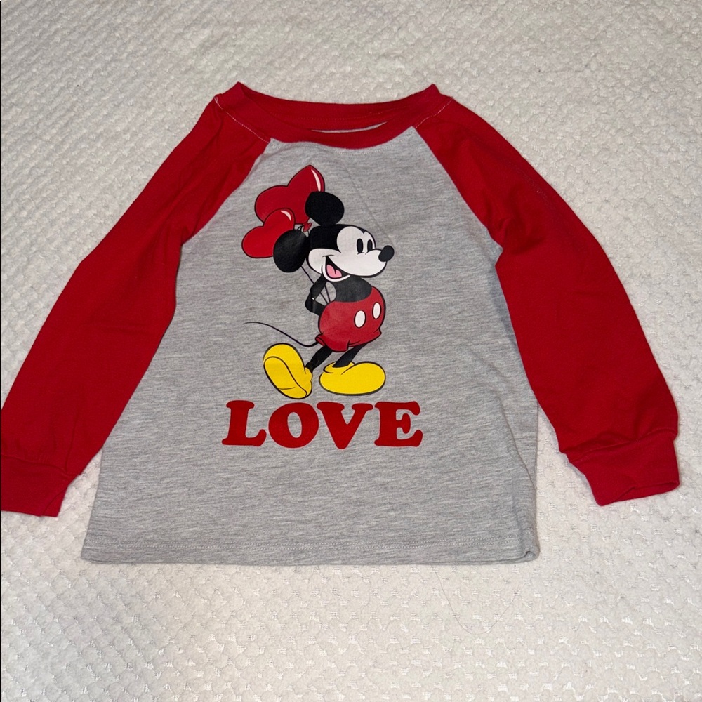 Disney Red and Gray Minnie Mouse Long Sleeve Tee